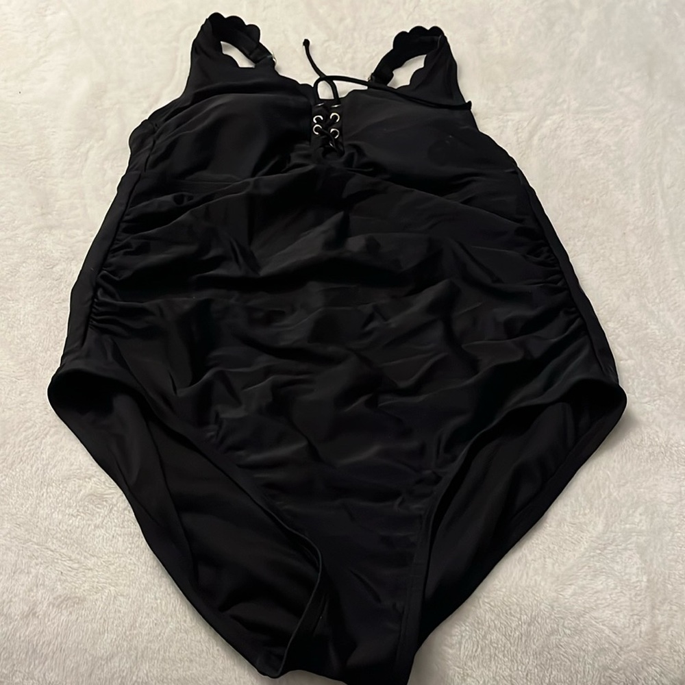Black one piece bathing suit
